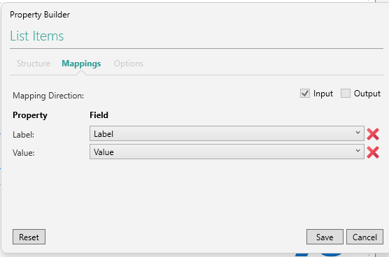 Picture showing the Property Builder Mappings Tab. 